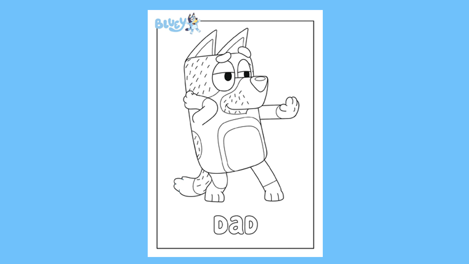 Print Your Own Colouring Sheet Of Bluey's Dad Bandit