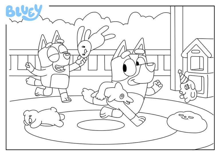 Coloring Sheet of Bluey&rsquo;s Playroom