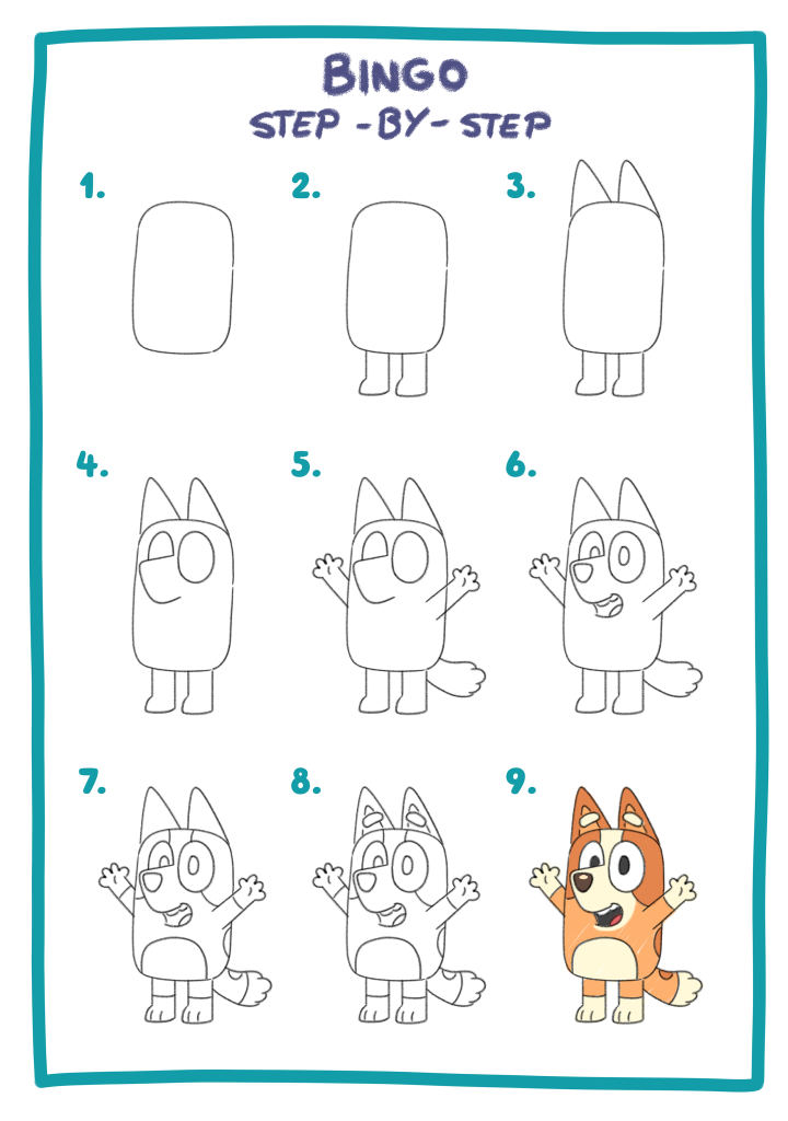 How to draw Bingo - Bluey Official Website