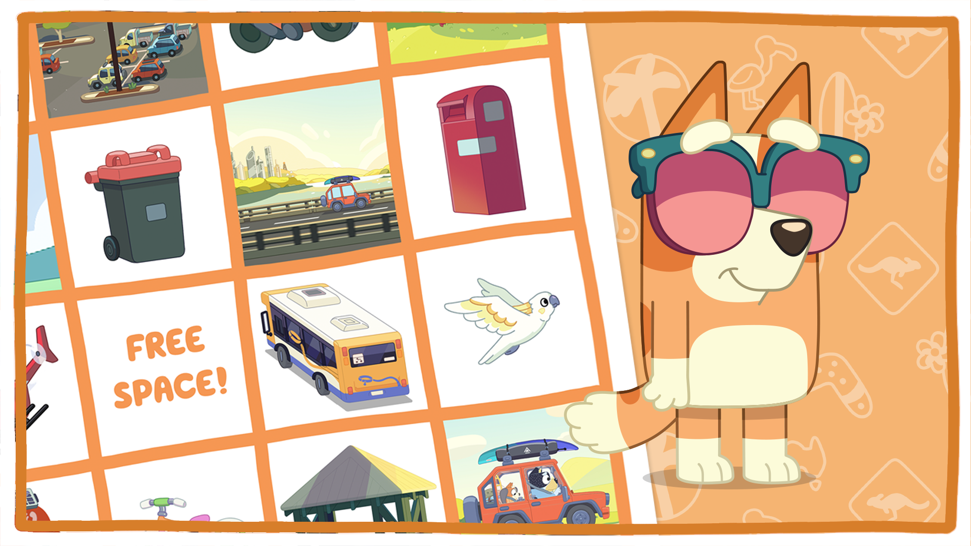 bingo-s-road-trip-bingo-bluey-official-website for Free Printable Road Trip Bingo Bingo's road trip Bingo - Bluey Official Website for Free Printable Road Trip Bingo