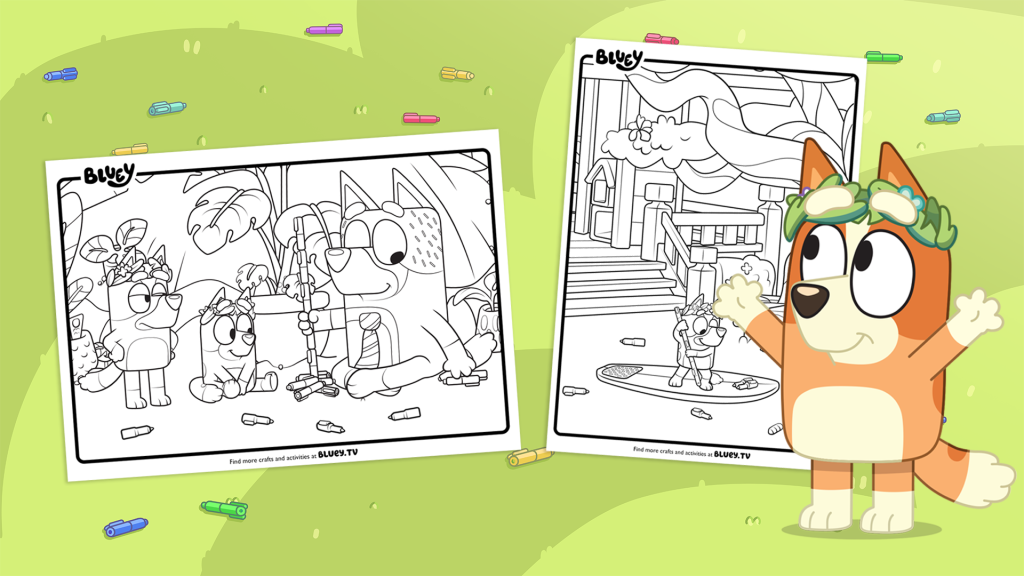 Rug Island Colouring Sheets Bluey Official site