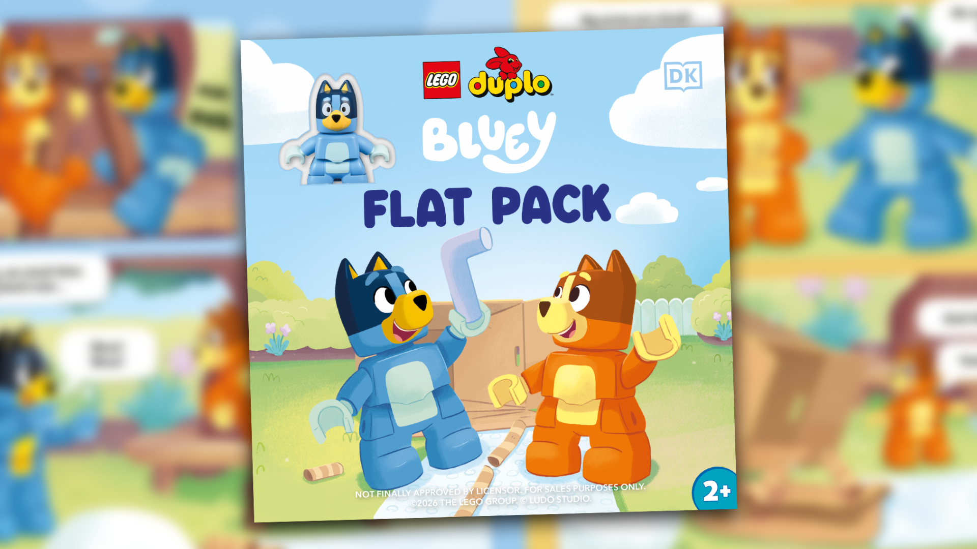 Cover of the LEGO Bluey Duplo Book title 'Flat Pack'