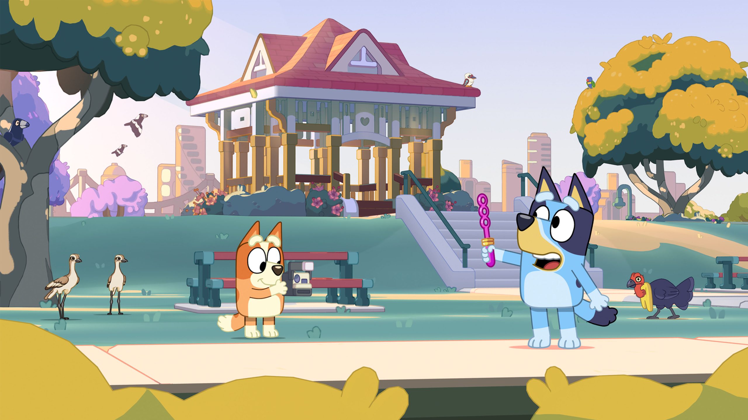 Bluey and Bingo explore Brisbane in the first look at Bluey's Happy Snap. 