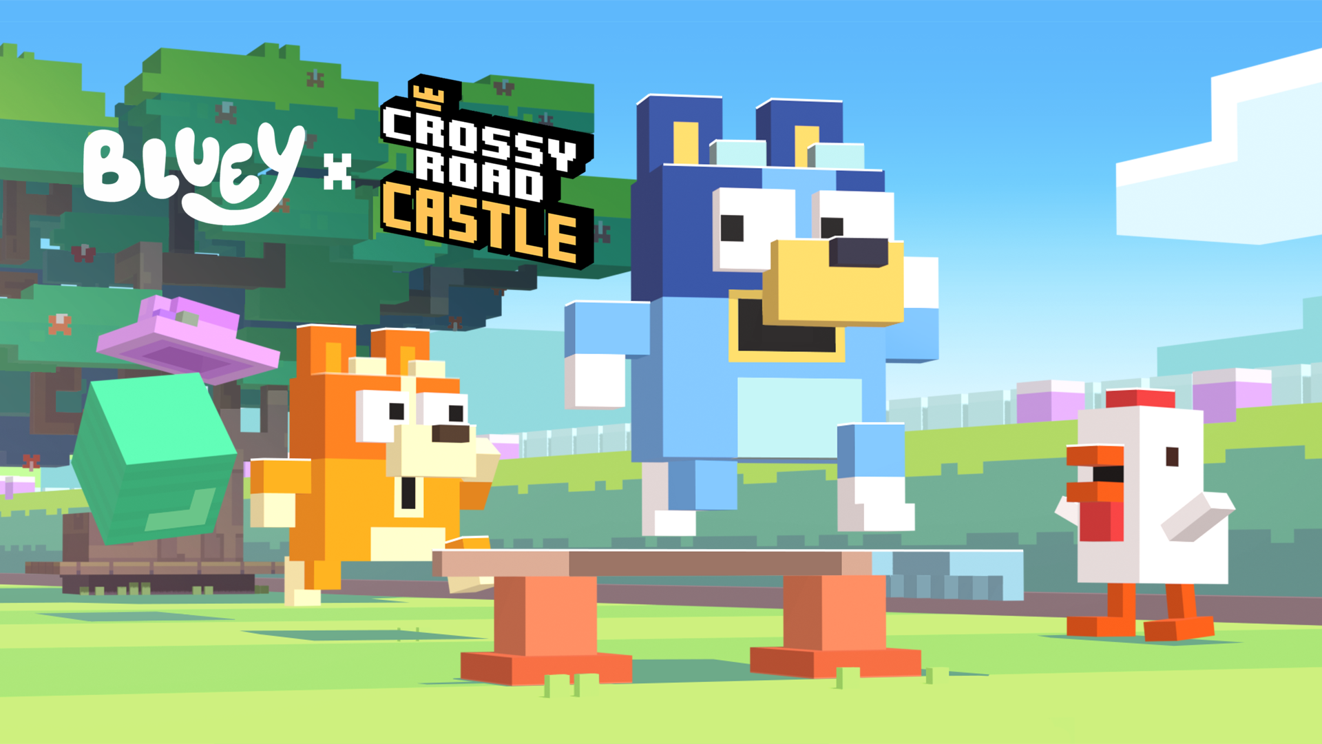 Bluey x Crossy Road Castle Key Art